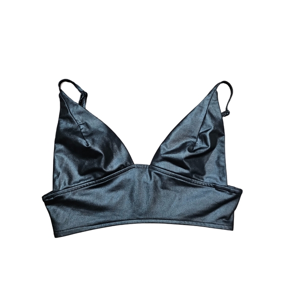 Cider Tops - Cider Cruelty Free Faux Leather Zip Up Crop Cami Top Size XS